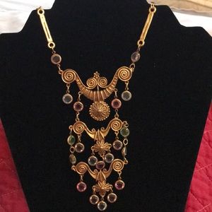 Vintage looking necklace with pink, green  blue